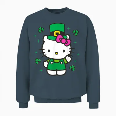 Hello Kitty St. Patrick's Day Adorable Leprechanun Suit Unisex Sweatshirt - Dark Heather
