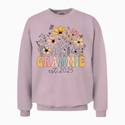 Grammie Flower Retro Unisex Sweatshirt - Light Pink
