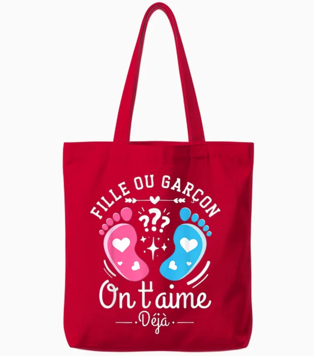 Announcement Gender Reveal Party Original Gift Tote Bags in Red