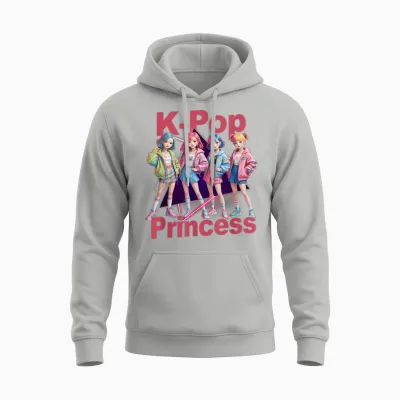 K-Pop Korean Princess Pop Music Idol Group Concert Band Girl Unisex Hoodie - Ash