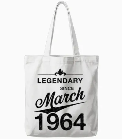 60th Birthday 60 Year Old Born March 1964 Gift Tote Bags - White