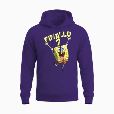 Mademark X Spongebob Squarepants - Kids Original Spongebob Square Pants - 7th Birthday. Finally 7. Unisex Hoodie - Purple