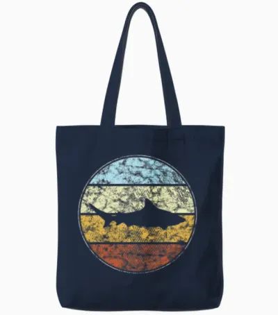 Shark Retro Tote Bags - Navy