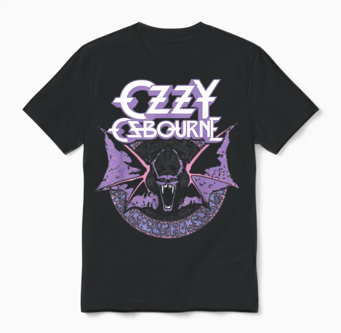 Ozzy Osbourne Fledermaus Pastell T-Shirt Für Männer, Schwarz, Kurzarm, S Unisex T-Shirt in Black