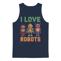Retro Robots Unisex Tank Top - Navy – 1