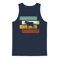 Cow Retro Farm & Country Unisex Tank Top - Navy – 1