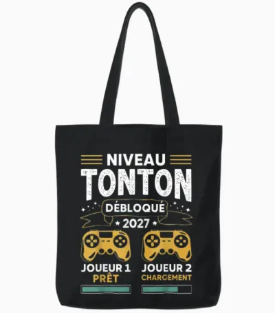 Niveau Tonton Débloqué 2027 Tu Vas être Futur Tonton Gamer Tote Bags - Black
