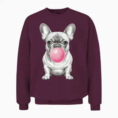 Ballon Bouledogue Français Rose Chewing-Gum Unisex Sweatshirt - Maroon