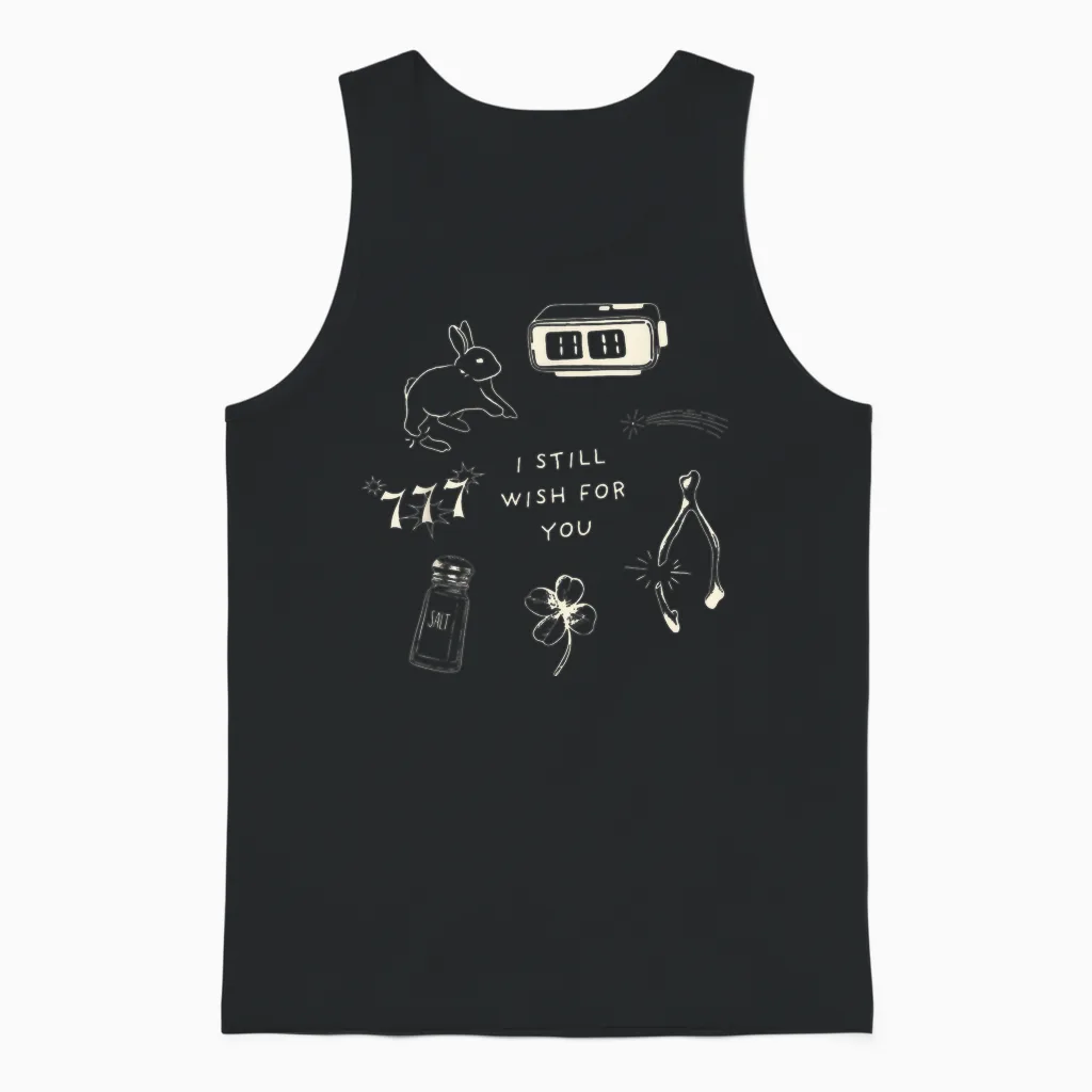 Wishbone - Eleven Eleven Graphic - Lucky Charm Collage Unisex Tank Top in Black