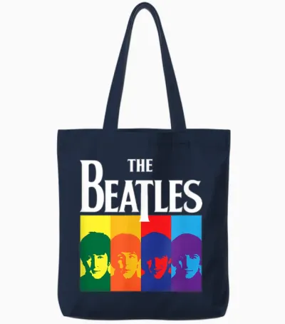 The Beatles - Yellow Submarine Album Colorblock Tote Bags - Navy
