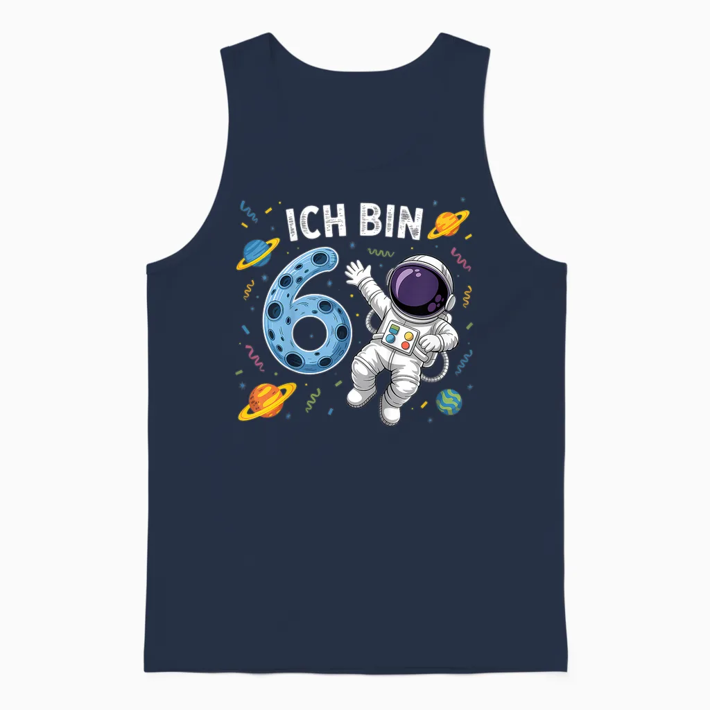 Ich Bin 6 Astronaut Sechster Geburtstag Unisex Tank Top in Navy