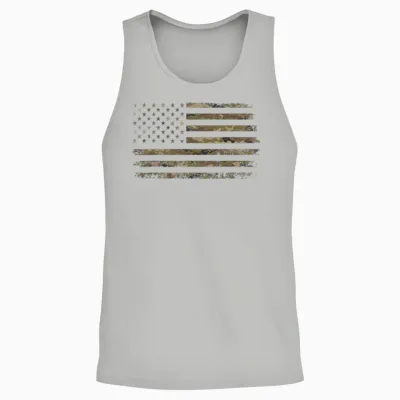 Camo American Flag Usa Camouflage Men Boys Women Girls Unisex Tank Top - Ash