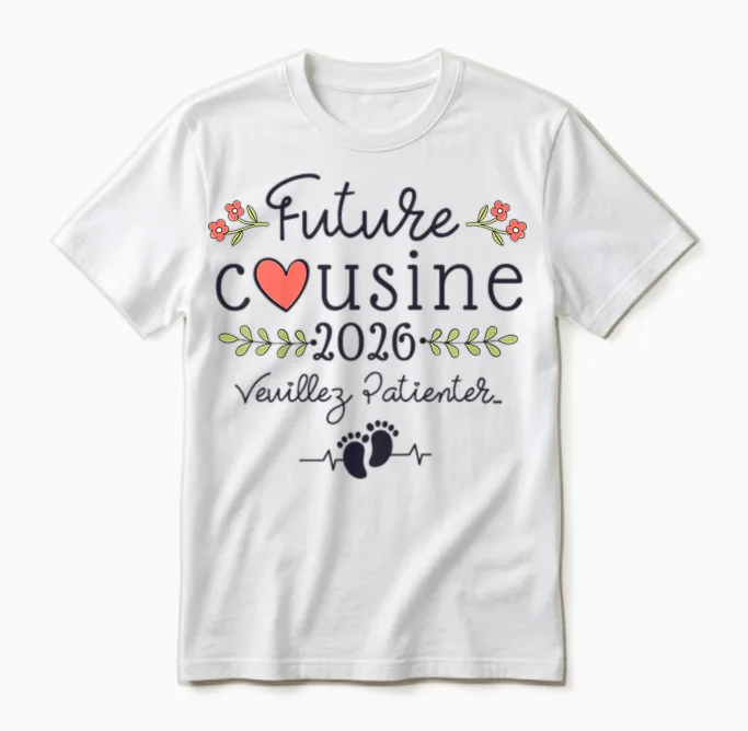 Future Cousin 2026 Announcement Pregnancy, Soon Cousine 2026 Unisex T-Shirt in White