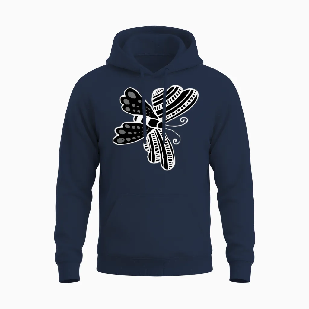 Butterfly Funny Unisex Hoodie in Navy