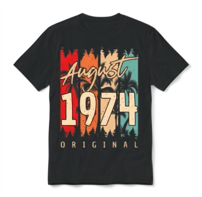 Retro August 1974 Unisex T-Shirt - Black
