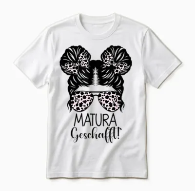 Matura Geschafft 2026 Messy Bun Maturaabschluss Unisex T-Shirt - White