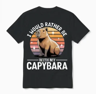 Funny Capybara Unisex T-Shirt - Black