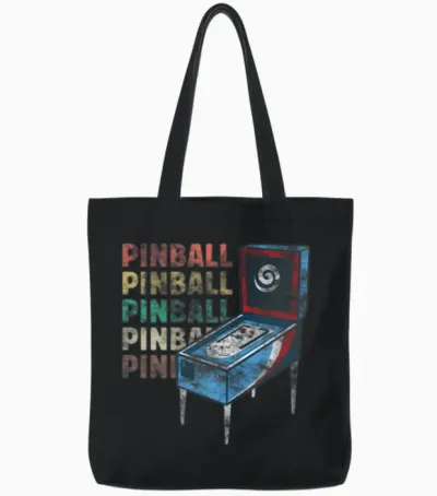 Retro Pinball Machine Tote Bags - Black