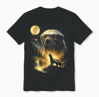 Honey Badger Howling to the Moon Meme Funny 90's Honey Badger Unisex T-Shirt - Black