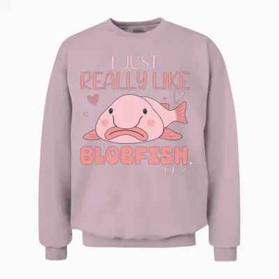 Funny Blobfish Lovers Unisex Sweatshirt - Light Pink