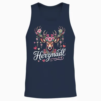 Passend Für Oktoberfest T-Shirt Damen Trachtenshirt Herzmadl Unisex Tank Top - Navy
