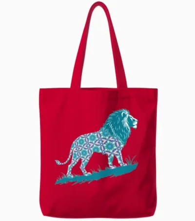 Star of David Pattern 8 Lion of Judah Tote Bags - Red