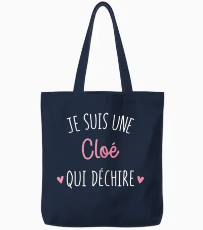 Personalised Gift Women's Name Cloé Qui Déchire Tote Bags - Navy