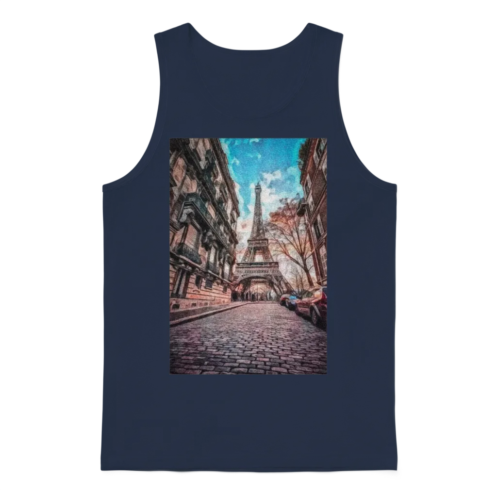 Vintage Eiffel Tower -Paris Painting France Lover Unisex Tank Top - Navy