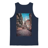 Vintage Eiffel Tower -Paris Painting France Lover Unisex Tank Top - Navy – 1