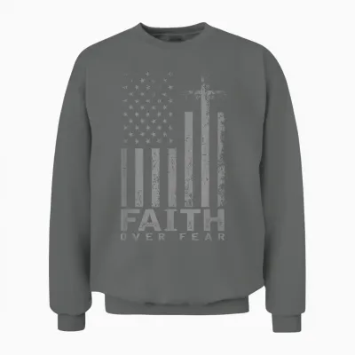 America Pride Us Flag Faith Over Fear Prayer Unisex Sweatshirt - Graphite Heather