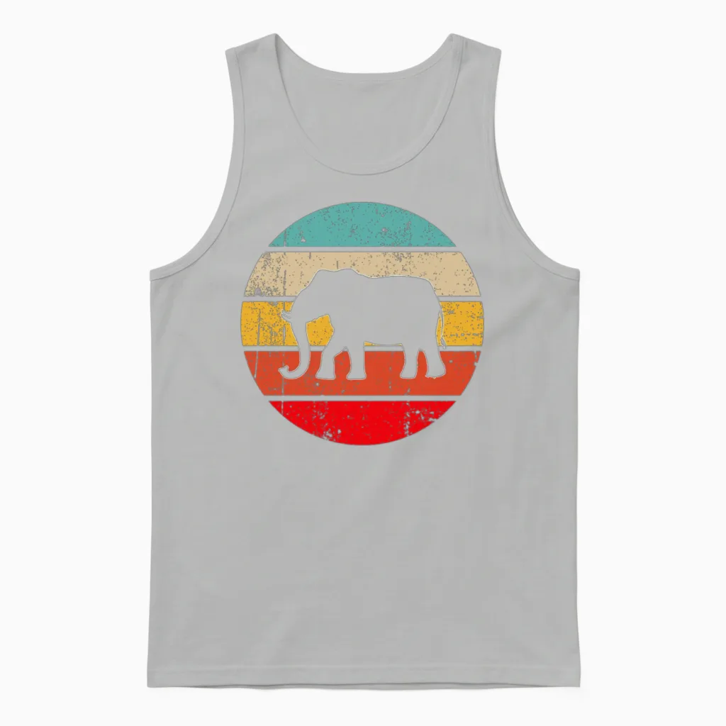 Elephant Retro Unisex Tank Top in Ash