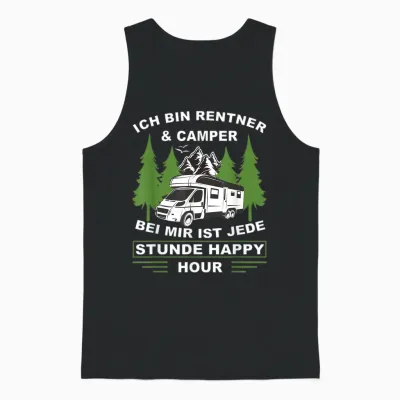 T-Shirt with German Text "ich Bin Rentner Und Camper Camping" [german, Black Unisex Tank Top - Black
