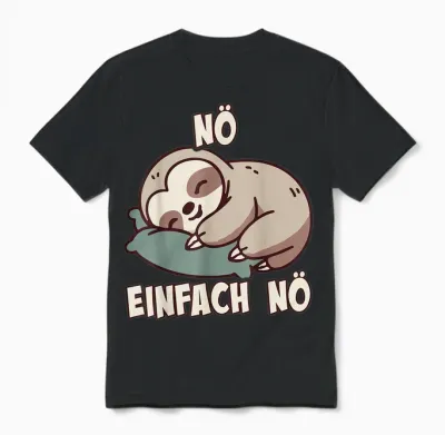 Nö Sloth Funny Cool Saying Lazy for Girls and Boys T-Shirt, Black Unisex T-Shirt - Black
