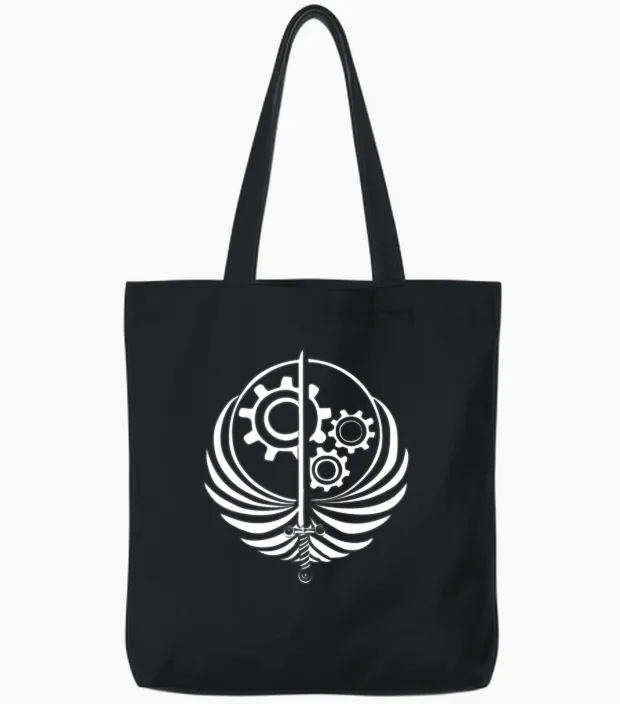 Brotherhoods of Steel Dark Tote Bags in Black