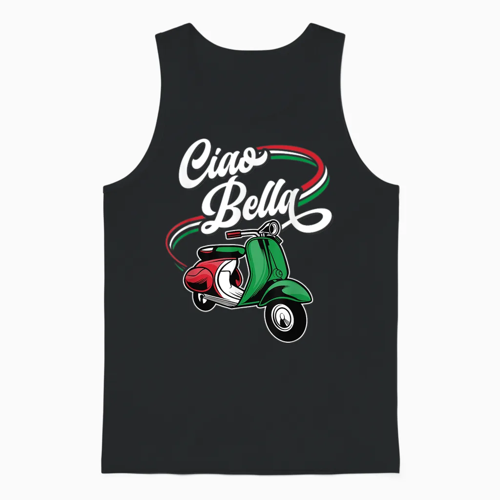 Scooter Moped Ciao Bella Italy Unisex Tank Top in Black