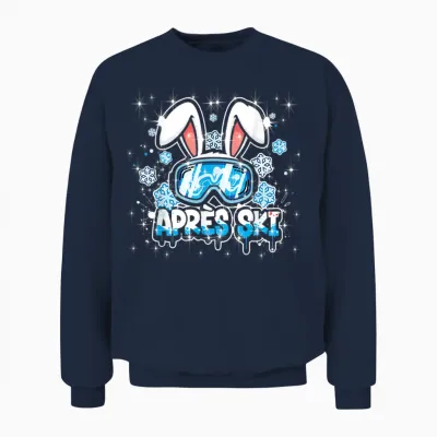 Cool Apres-Ski Crew Spruch Bunny Ski-Hase Sekt Prosecco Beer Unisex Sweatshirt - Navy