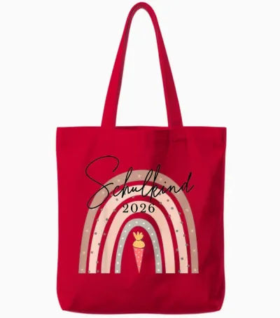 Schulkind 2026 Regenbogen Schultüte, Einschulung Mädchen Tote Bags - Red