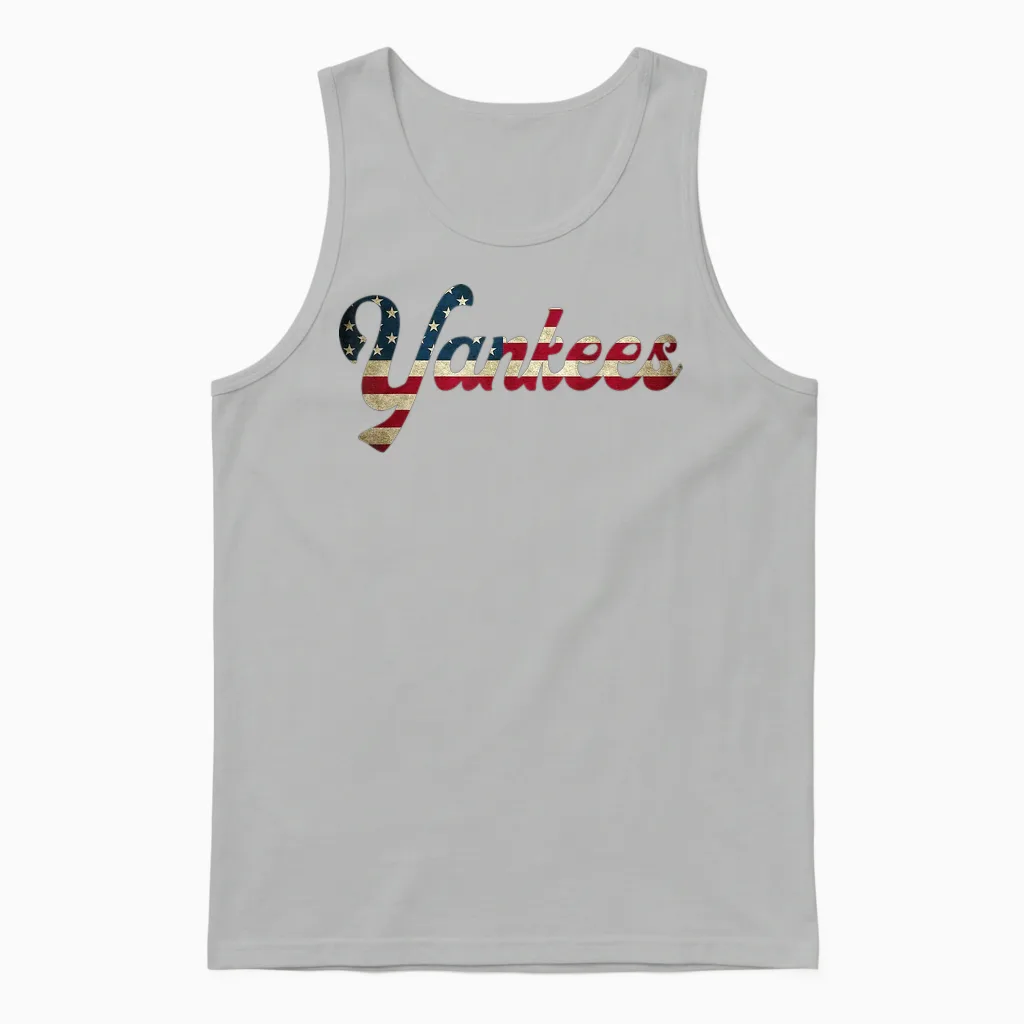 Vintage Yankees Retro Style 70s 80s First Name Personalized Unisex Tank Top in Ash