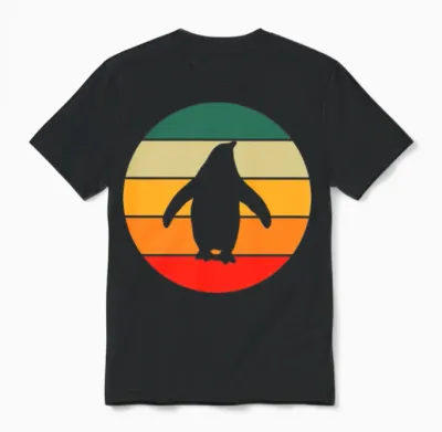 Retro Penguin Unisex T-Shirt - Black