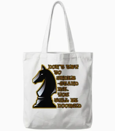 Alpha Chess Knight Tote Bags - White