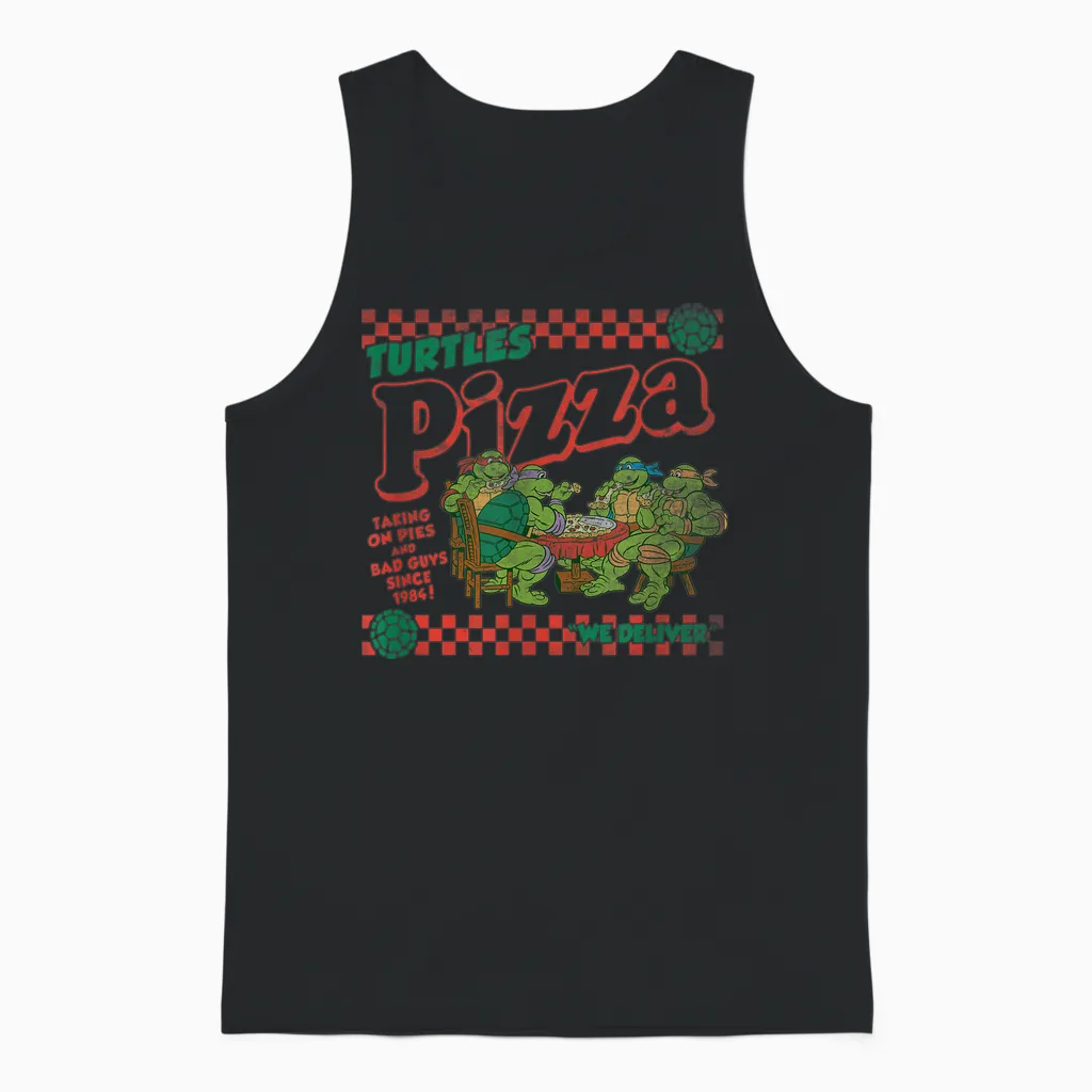 Teenage Mutant Ninja Turtles Pizza Delivery Classic Logo T-Shirt, Black Unisex Tank Top in Black