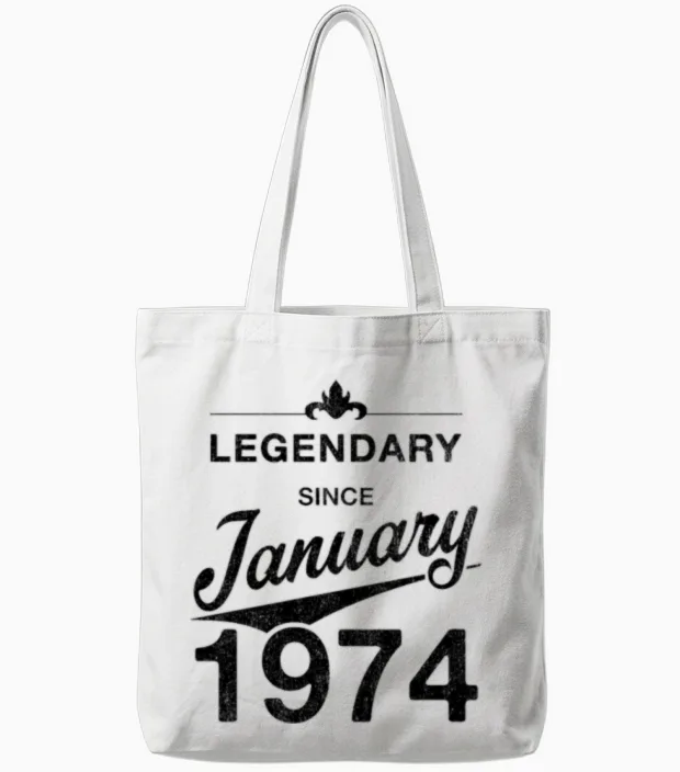 50th Birthday 50 Year Old Born January 1974 Gift Tote Bags in White