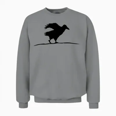 Raven Bird Crow Goes Fast Run Fun Comic Silhouette Unisex Sweatshirt - Sport Grey