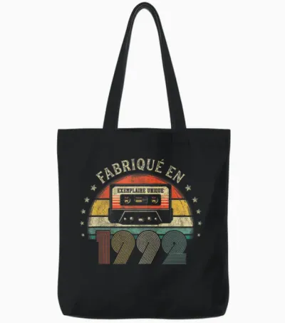 Fabriqué En 1992 Vintage Cassette - Cadeau Anniversaire 1992 Tote Bags - Black