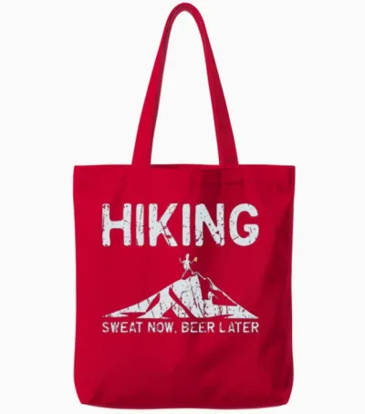 Hiking: Sweat Now, Beer Later - Hiking Tote Bags - Red