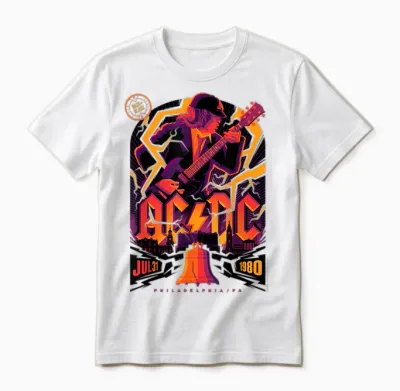 Officielle Ac/dc Twilight Concert Poster Acdc Rock Unisex T-Shirt - White