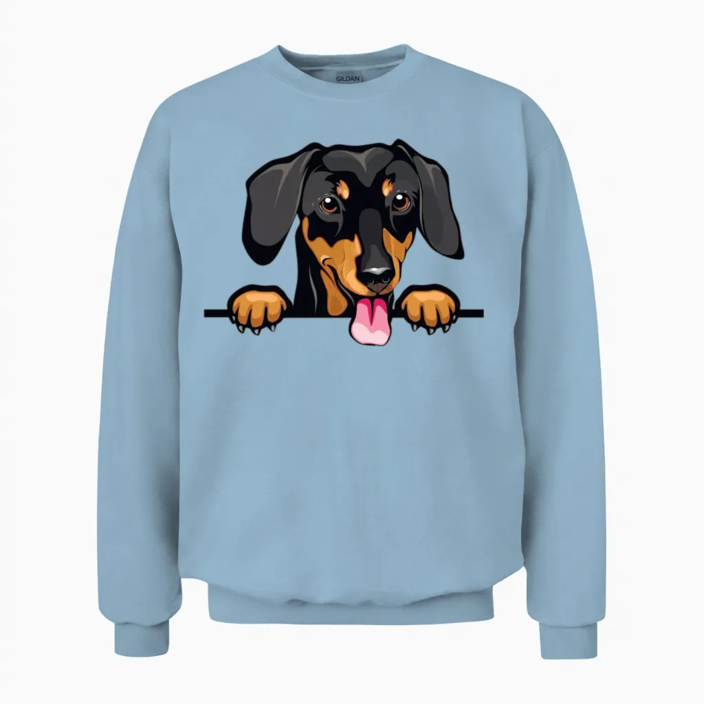 Dachshund Dog - Lovers Unisex Sweatshirt in Light Blue