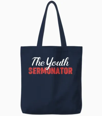 The Youth Sermonator Funny Youth Pastor Teen Tote Bags - Navy