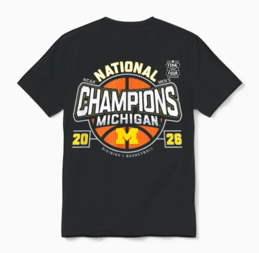 Michigan Wolverines National Champs 2026 Men's Basketball Unisex T-Shirt in Black