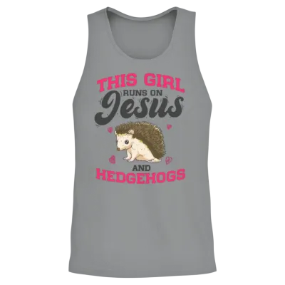 Animal Lover This Girl Runs on Jesus and Hedgehogs Unisex Tank Top - Sport Grey